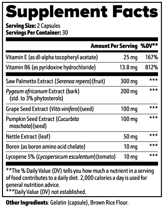 Prostate Support with Saw Palmetto, Pygeum & Pumpkin Seed – 60 Capsules