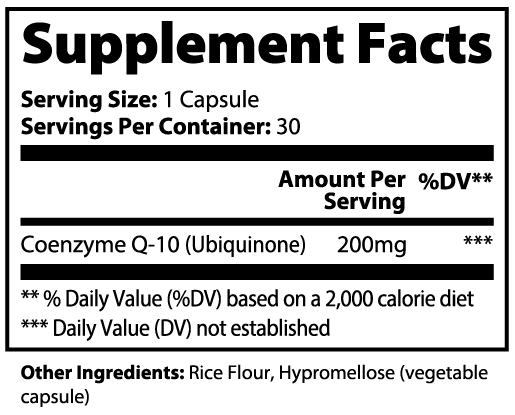 CoQ10 200mg Ubiquinone, Coenzyme Q10, 30 Capsules - TRUNWEL