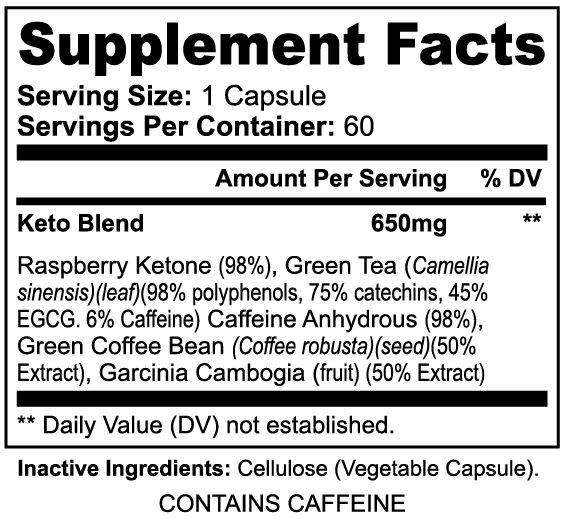 Green Tea Extract Complex with Raspberry Ketone, Green Coffee Bean, Garcinia Cambogia & Caffeine, 60 Vegan Capsules