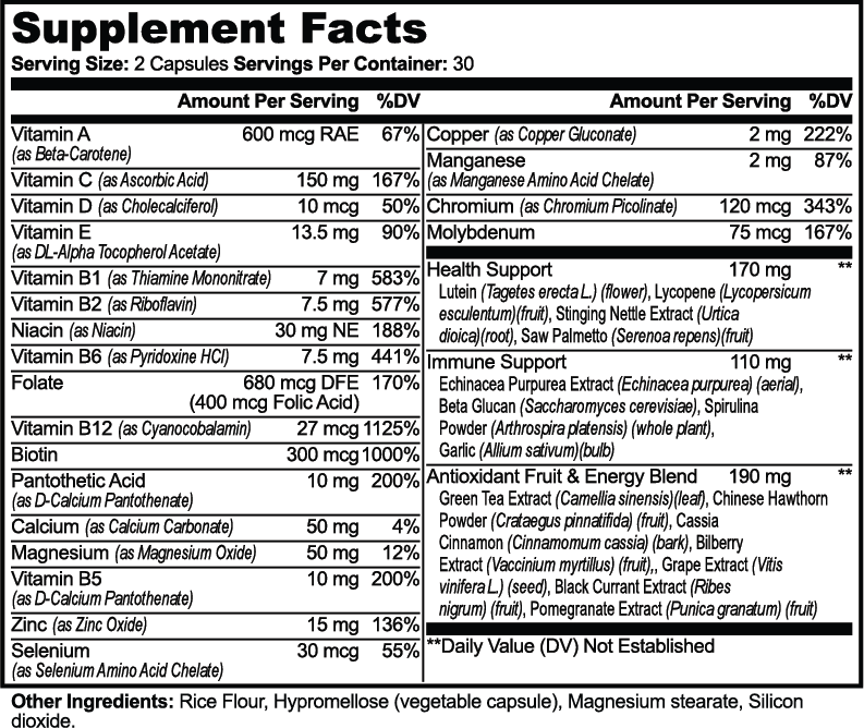 Complete Multivitamin with Minerals & Botanicals – 60 Capsules