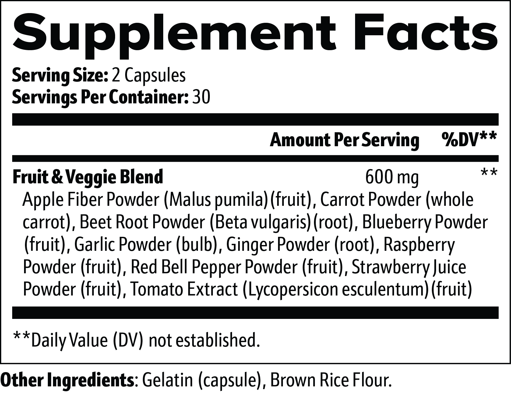Fruits & Veggies Capsules – 10-Ingredient Produce Blend – 60 Capsules