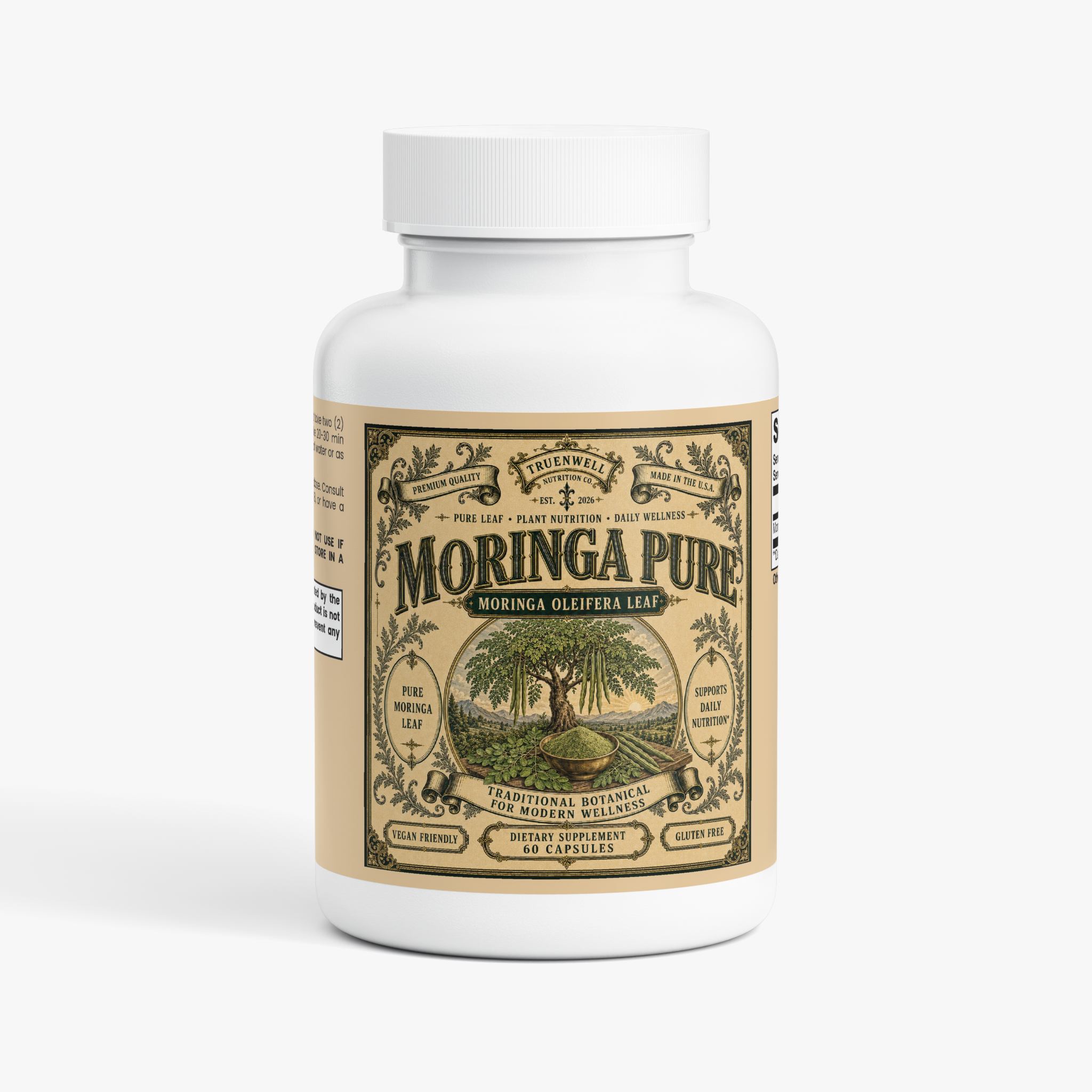 TRUENWELL Moringa Pure leaf supplement bottle – 60 capsules
