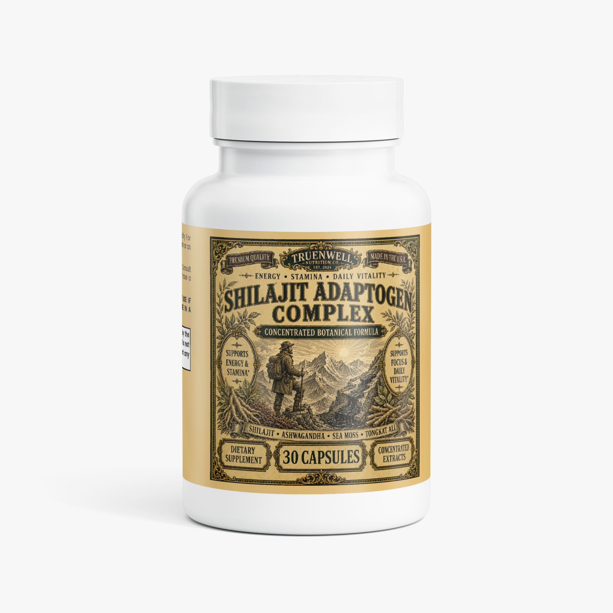 TRUENWELL Shilajit Adaptogen Complex with ashwagandha, sea moss and tongkat ali, 30 capsules
