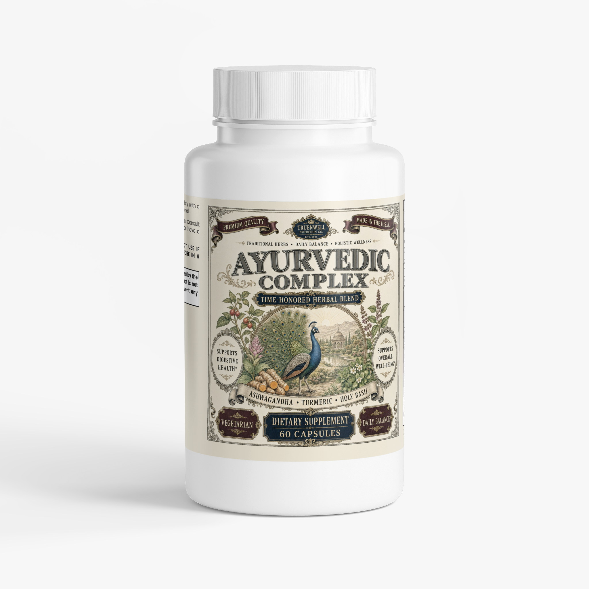 TRUENWELL Ayurvedic Complex with ashwagandha, turmeric and holy basil, 60 vegetarian capsules

