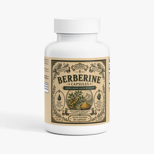 TRUENWELL Berberine HCl supplement bottle with capsules
