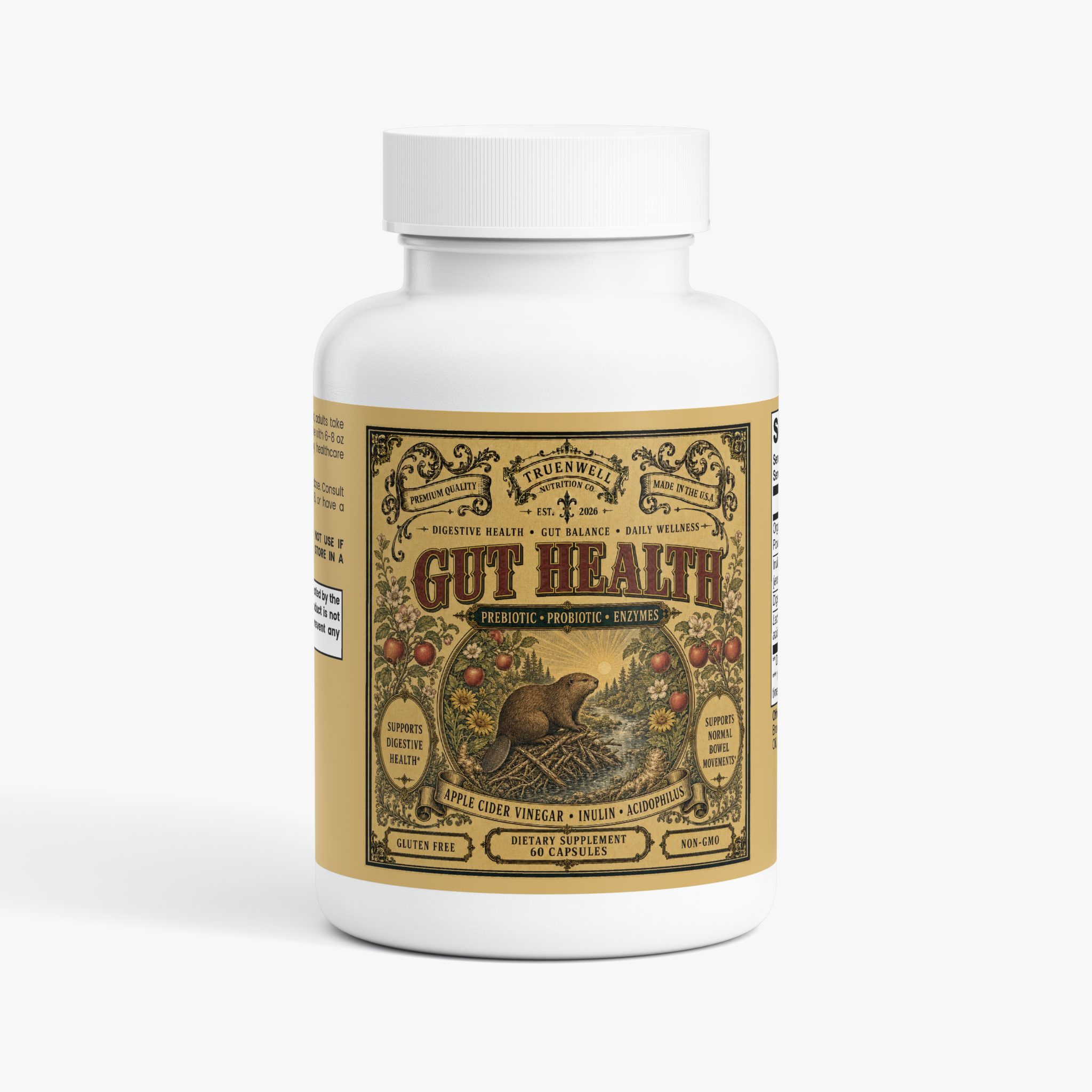 TRUENWELL Gut Health supplement with prebiotic, probiotic and digestive enzymes, 60 capsules
