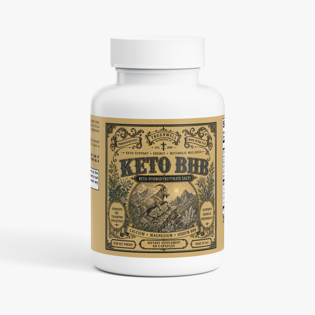 TRUENWELL Keto BHB exogenous ketone supplement with calcium, magnesium and sodium BHB, 60 capsules

