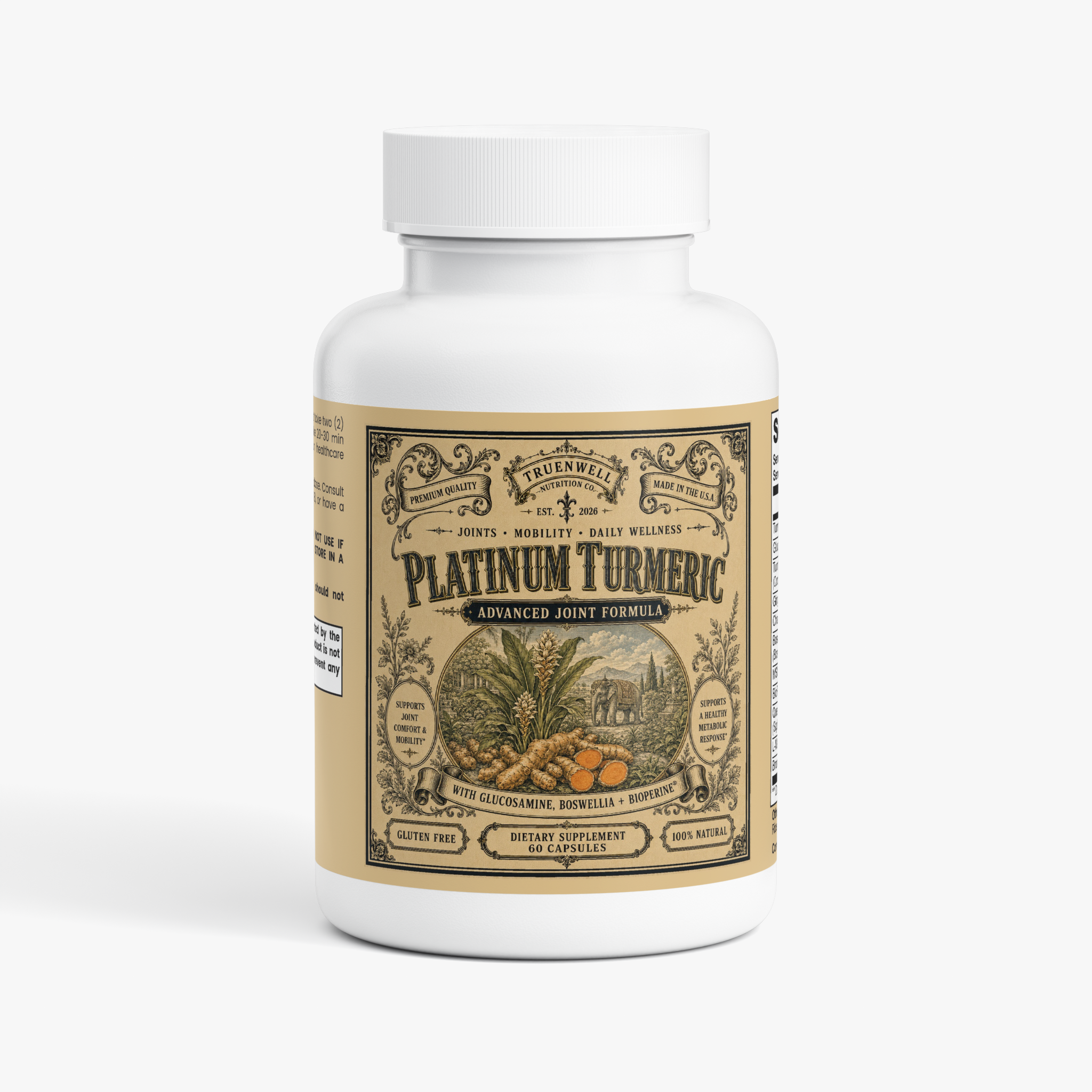 TRUENWELL Platinum Turmeric joint support with glucosamine and Boswellia – 60 capsules
